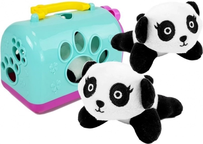 Mini plišasta panda s prenosnim škatlicem