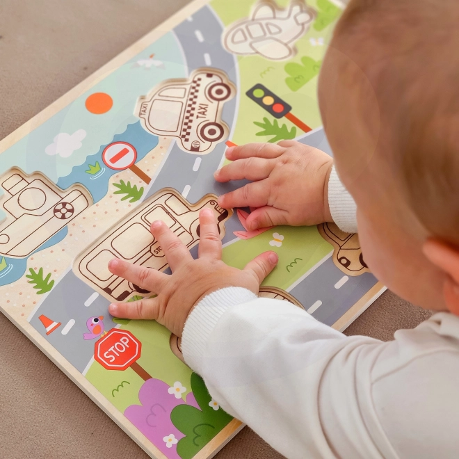 Lesena sestavljanka Montessori mesto