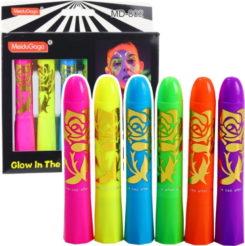 Neonski komplet za poslikavo obraza UV fluorescentni markerji 6 kos