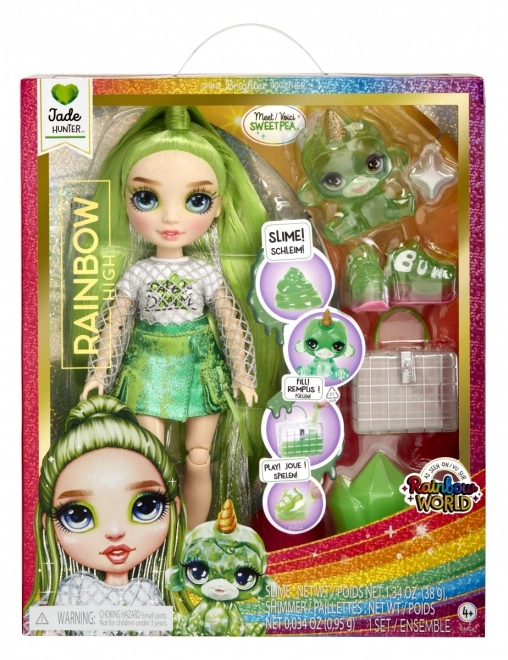 Rainbow High modna punčka z živalico - Jade Hunter