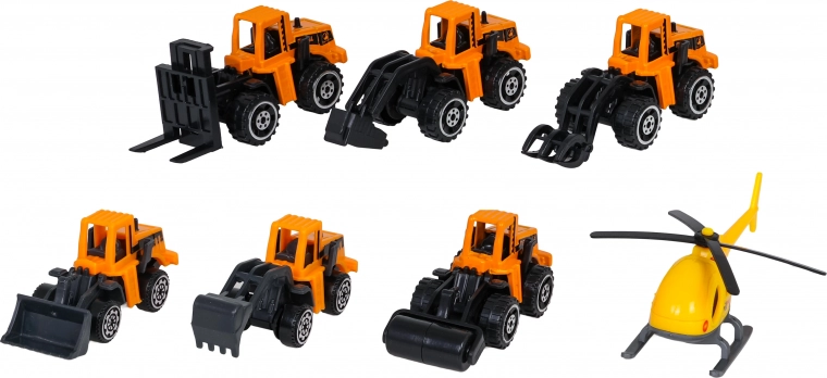 6 gradbenih vozil in helikopter