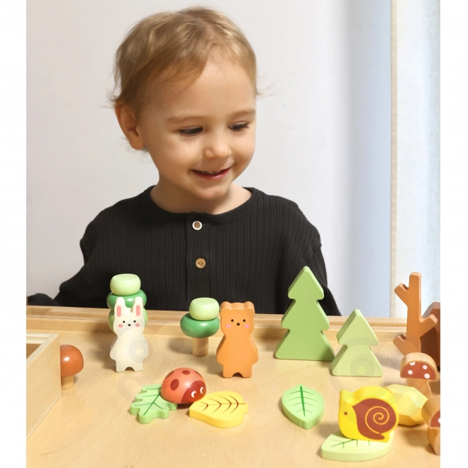 Gozdarski set z lesenimi kockami Tooky Toy