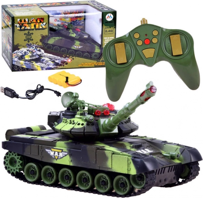 RC tank 2,4 GHz z vrtljivo kupolo in svetlobnimi efekti – Zelena
