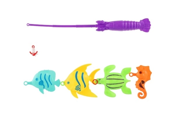 Igra ribe/ribolov s palico 26 cm plastika 5 barv na kartici 15,5x49x2cm