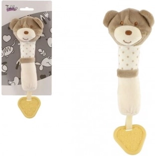 Piskač/igrala za grizenje medved pliš 24 cm bež na kartici v vrečki 0+