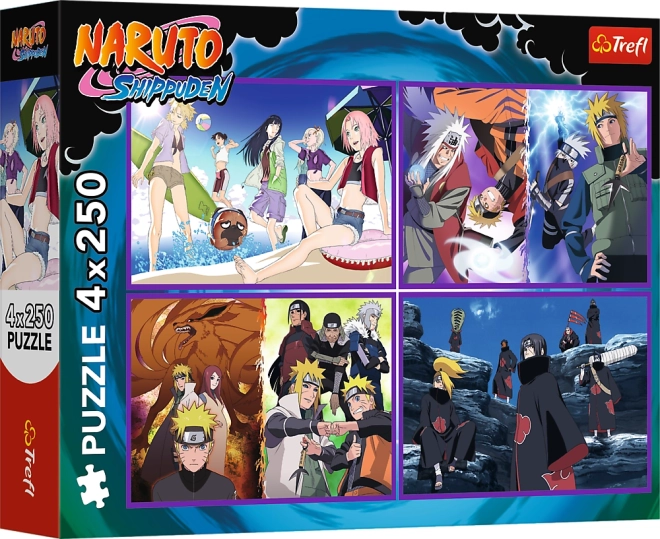 Trefl sestavljanka Naruto Shippuden: Pustolovščine Naruta Uzumakija 4x250 kosov