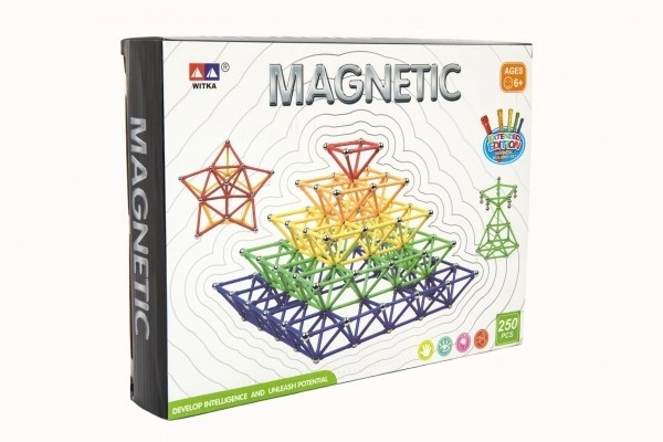 Magnetni gradbeni set 250 kosov plastika/kovina v škatli 31x23x5cm