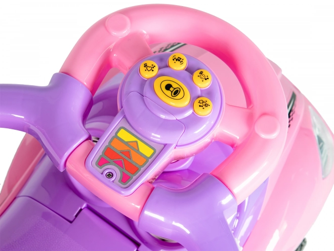ECOTOYS poganjalec s zvoki in vodilno palico Avto roza