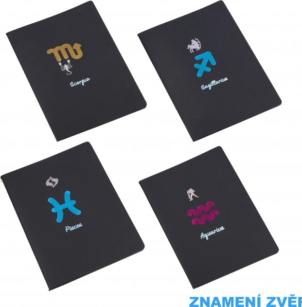 Zodiac beležka 18,5x25,5 cm s 26 črnimi obloženimi stranmi
