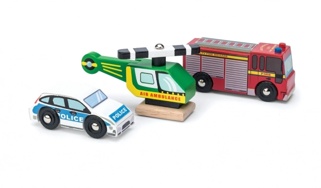 Le Toy Van komplet lesenih reševalnih avtomobilčkov