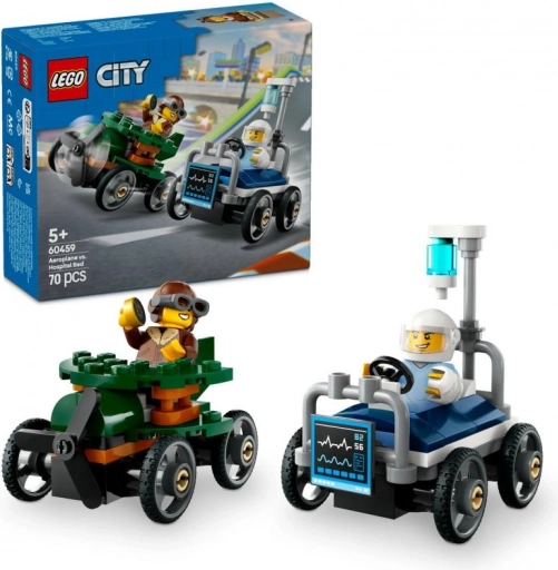 LEGO® City 60459 Tekmovalni paket: Letalo vs. bolnišnično posteljno vozilo