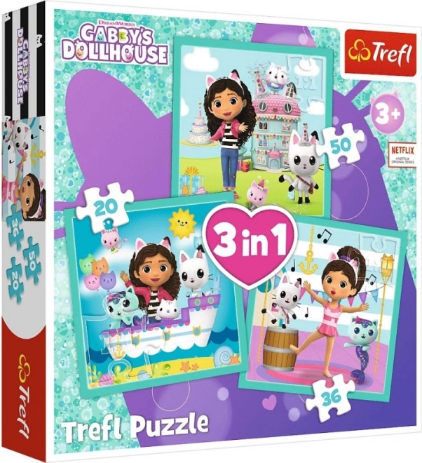 puzzle 3v1 Gabijin Mačji domek 3+ Trefl