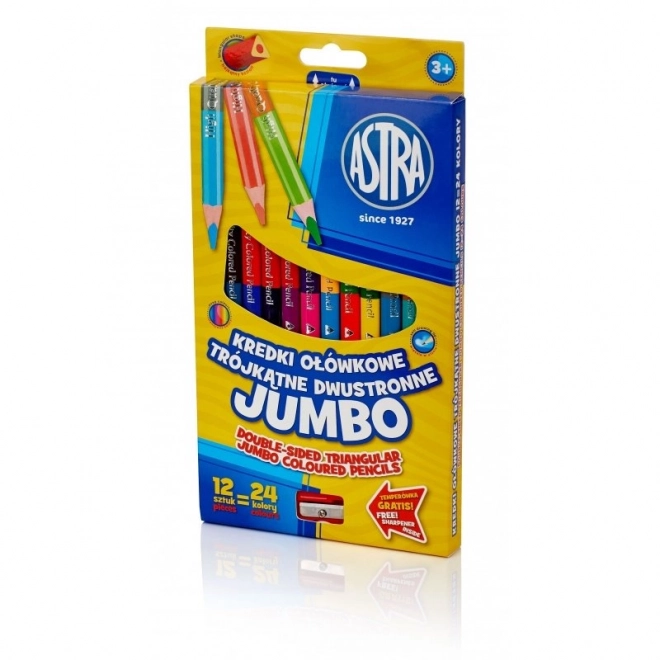 ASTRA Tristranske dvostranske barvice JUMBO 12 kos, 24 barv