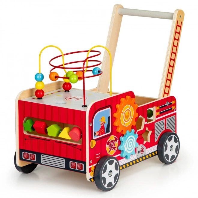 Lesena izobraževalna hojica z kockami - Gasilski avto ECOTOYS