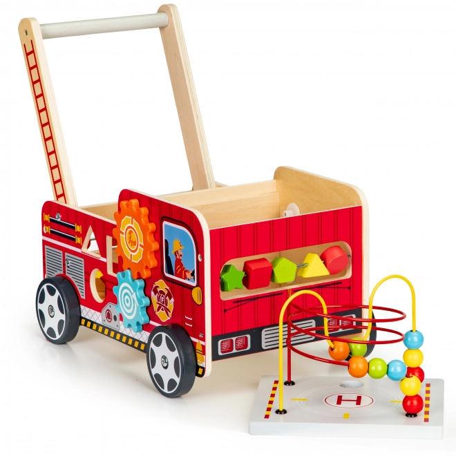 Lesena izobraževalna hojica z kockami - Gasilski avto ECOTOYS