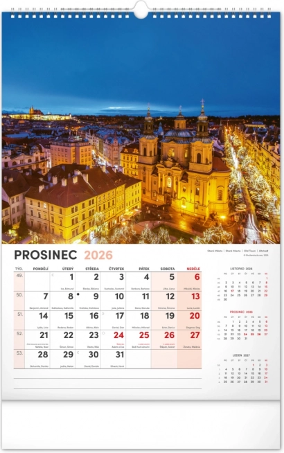 Stenski koledar Praga 2026