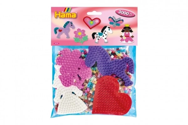 Likalne perlice Hama MIDI 3000 kos + 4 podlage v vrečki 19x21x5cm