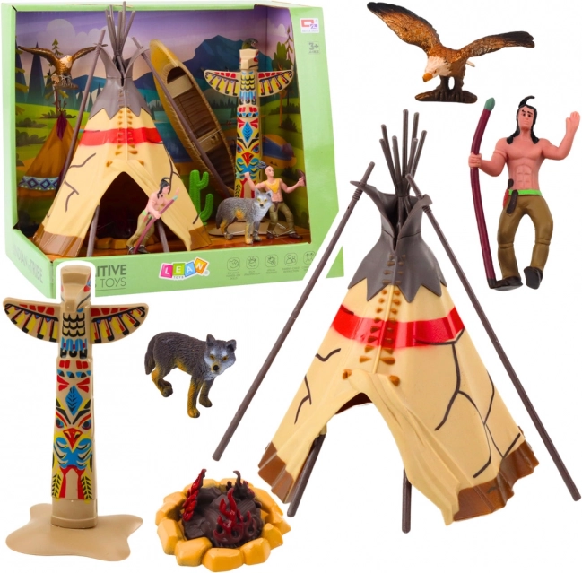 Indijanski komplet s figuricami in tipi šotorom