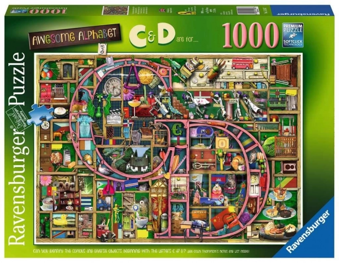 RAVENSBURGER Sestavljanka Neverjetna abeceda - črka C in D 1000 kosov
