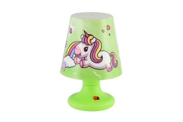 Mini lučka z enorogom za mizo plast 8,5x11cm na baterije 3 barve