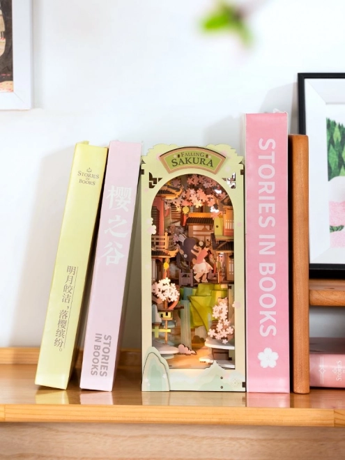RoboTime 3D Puzzle Knjižna Držala "Padajoča Sakura" (lesena)