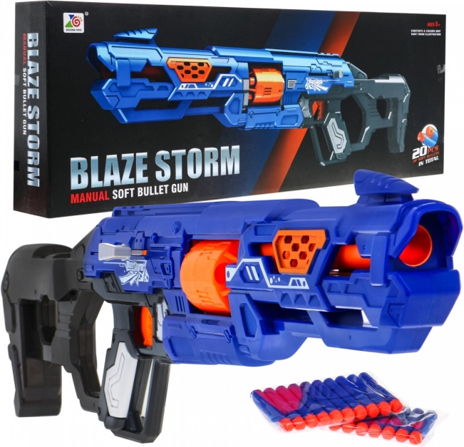 Ročni otroški blaster BLAZE STORM 8+ z zaklepom in 20 penastimi naboji
