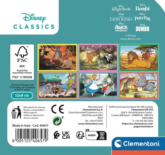 CLEMENTONI Slikovne kocke Disney klasika, 6 kock