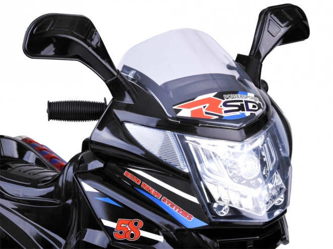 Otroški športni motocikel z barvno LED razsvetljavo – Črna