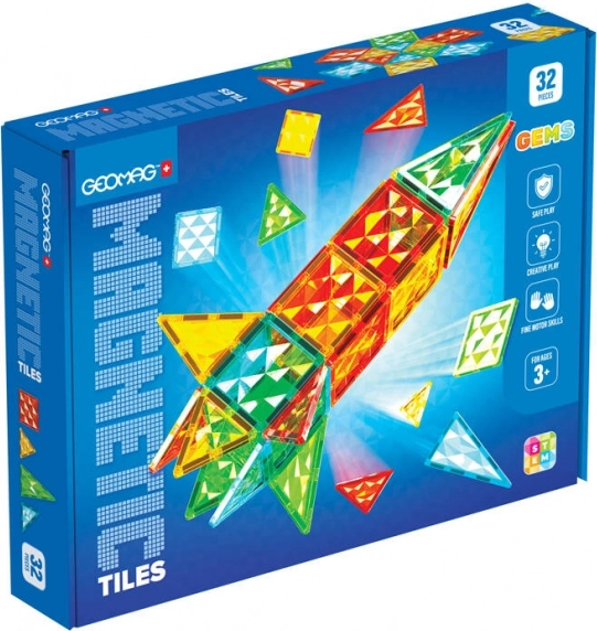 Magnetna sestavljanka GEOMAG Gems Rocket – 32 kosov