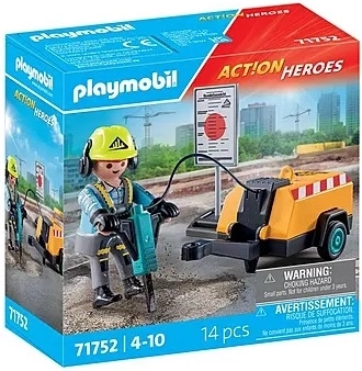 PLAYMOBIL ACTION HEROES gradbeni delavec s pnevmatskim kladivom