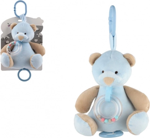 Glasbeni plišasti medvedek za obešanje 18 cm – moder