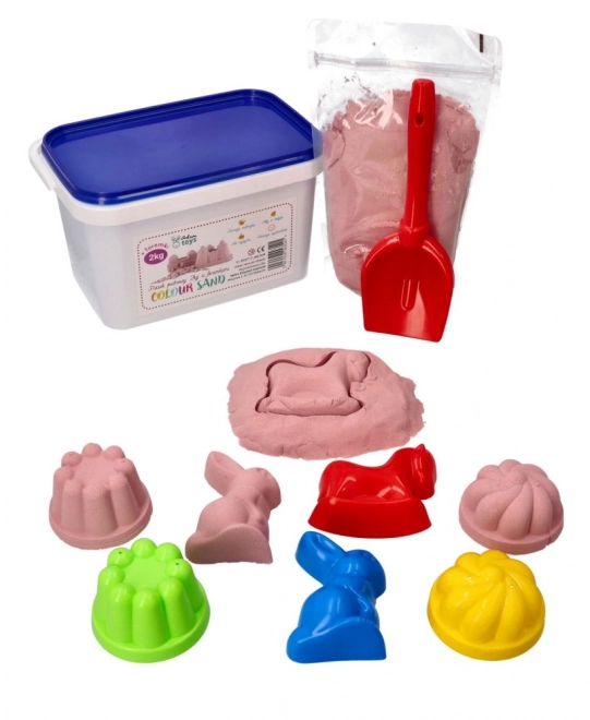 ADAM TOYS Kinetični pesek roza 2 kg + kalupi in lopatka