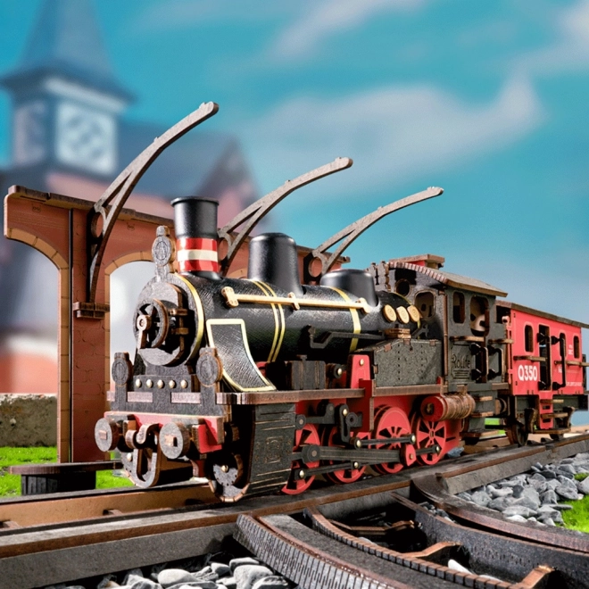 RoboTime 3D lesena zloženka Vintage parna lokomotiva