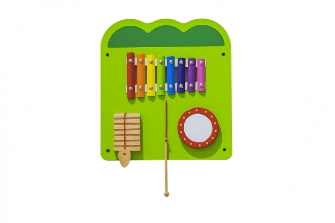 Leseni stenski montessori panel - krokodil
