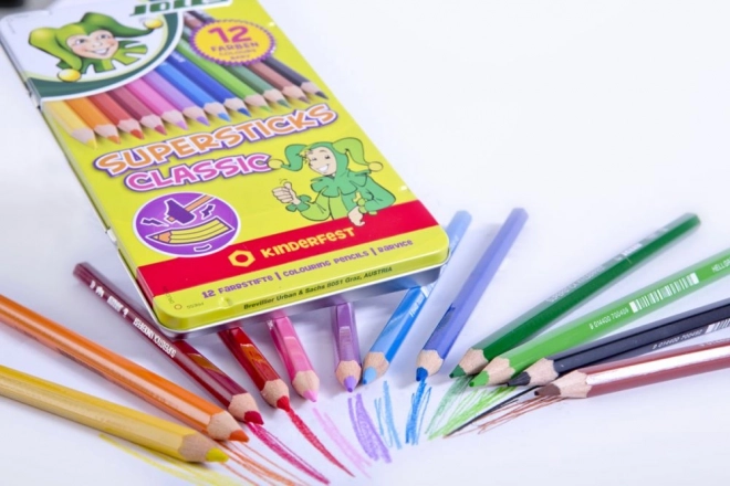 Pasteli Supersticks 12 barv v kovinski škatli