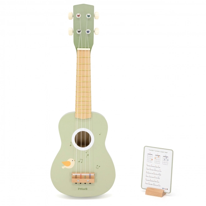 Leseno ukulele za otroke zeleno z notami
