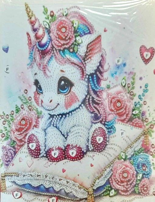 NORIMPEX Diamantno slikanje na platnu Cvetlični samorog 23x30cm
