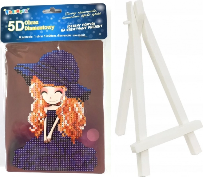 Diamantno slikanje – deklica 15 × 20 cm s stojalom