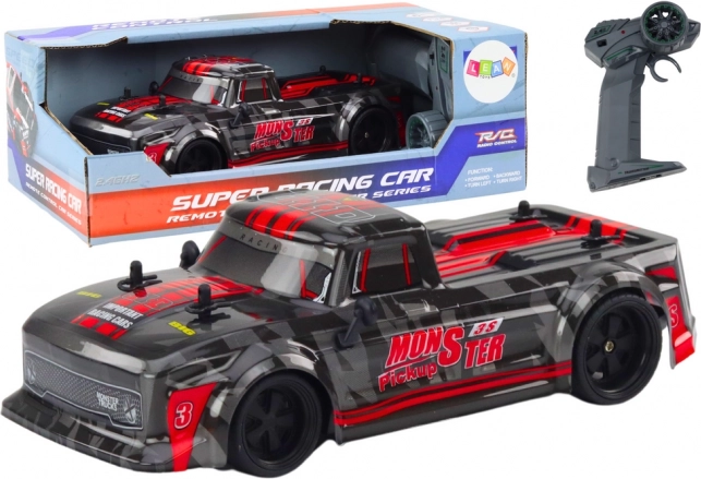 RC pick‑up 1:18 z gumijastimi pnevmatikami – črno‑rdeč