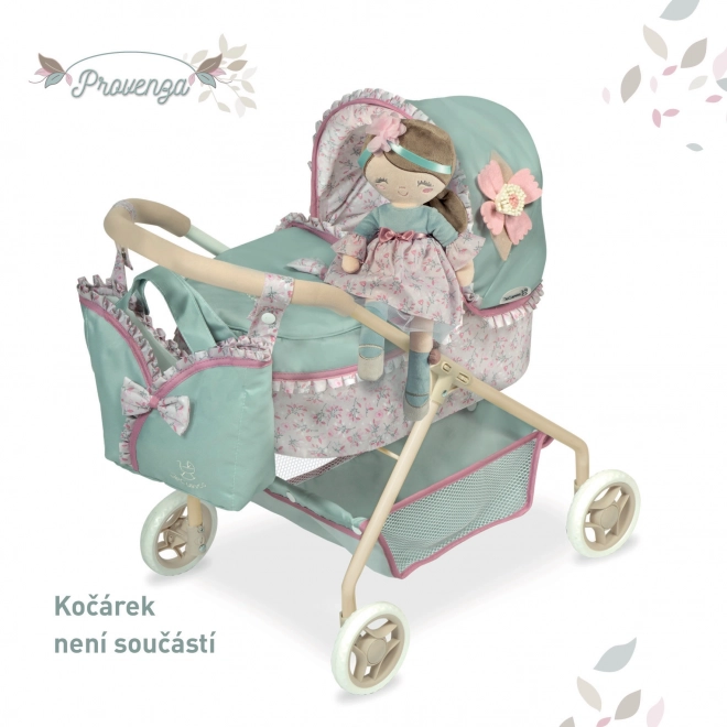 DeCuevas 20045 Plišasta punčka PROVENZA - 36 cm s posteljico