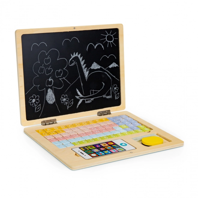 ECOTOYS Leseni prenosnik s pametnim monitorjem - moder