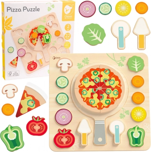 CLASSIC WORLD Lesena pizza za rezanje, sestavljanka 22 delov