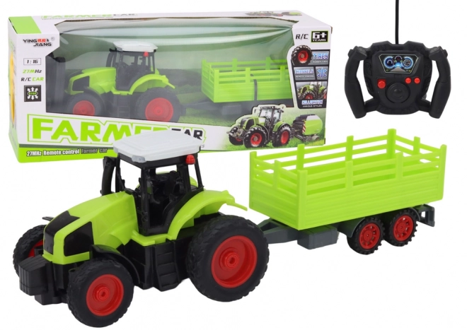 RC traktor na daljinsko upravljanje s prikolico 1:16 zelen