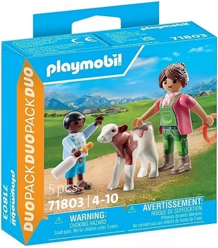 Playmobil DuoPack podeželska gospodinja z otrokom in teličkom