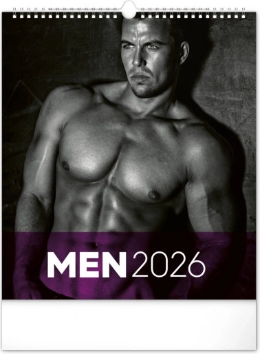 Stenski koledar z moškimi 2026