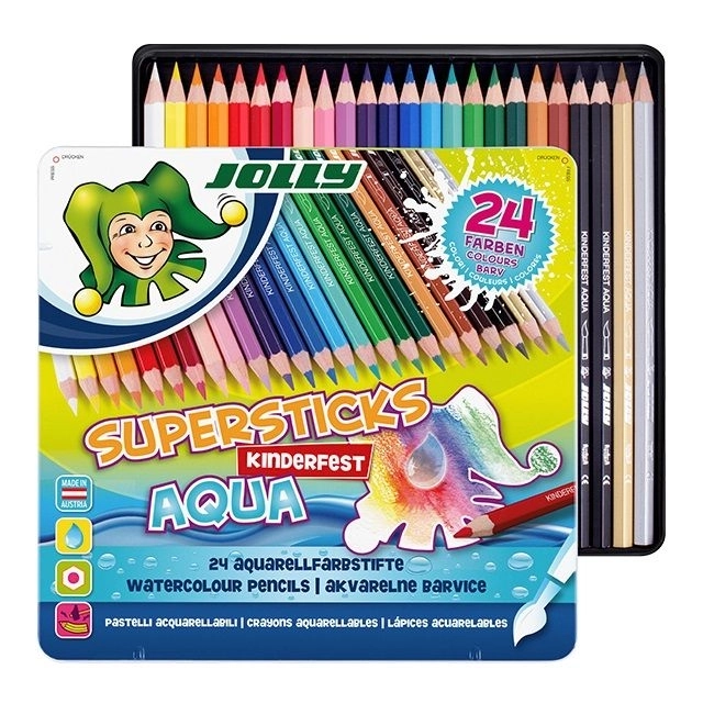 Barvice Supersticks Aqua 24 barv v kovinski škatli