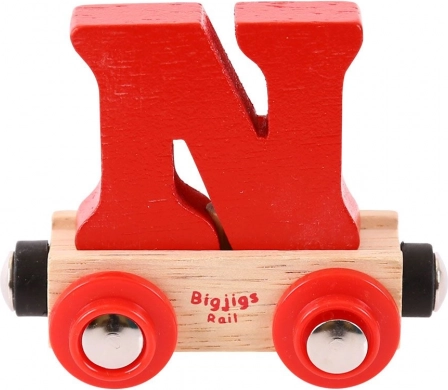 Bigjigs Rail vagonček s črko N za leseno vlakovno progo