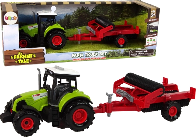 Traktor z rahljalnikom za otroke z lučmi in zvoki – Zelen