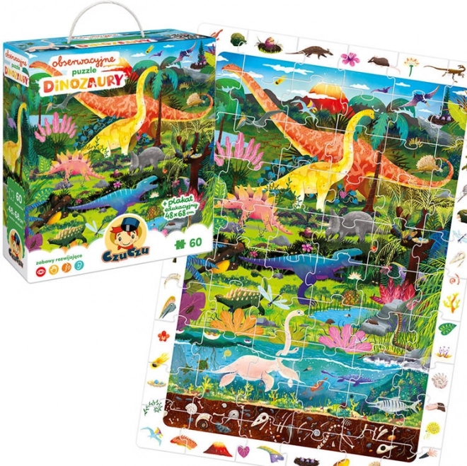 CzuCzu Odkritelske puzzle Dinozavri 60 koščkov izobraževalni plakat