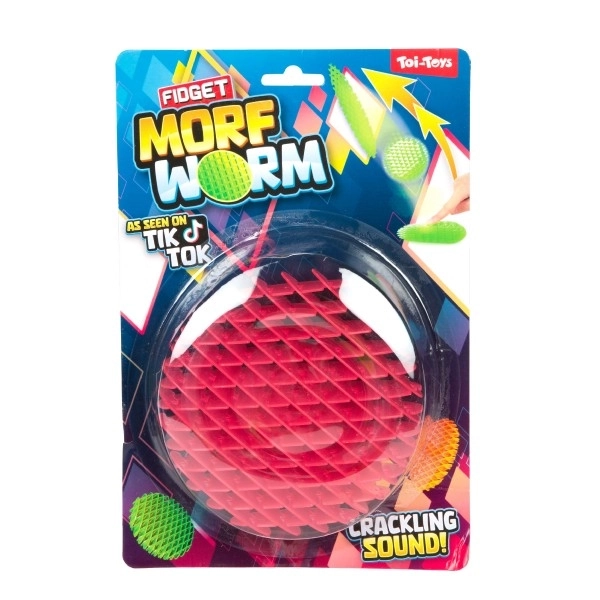 Fidget črv spreminjajoče oblike antistresna plastika 13cm 6 barv na kartici